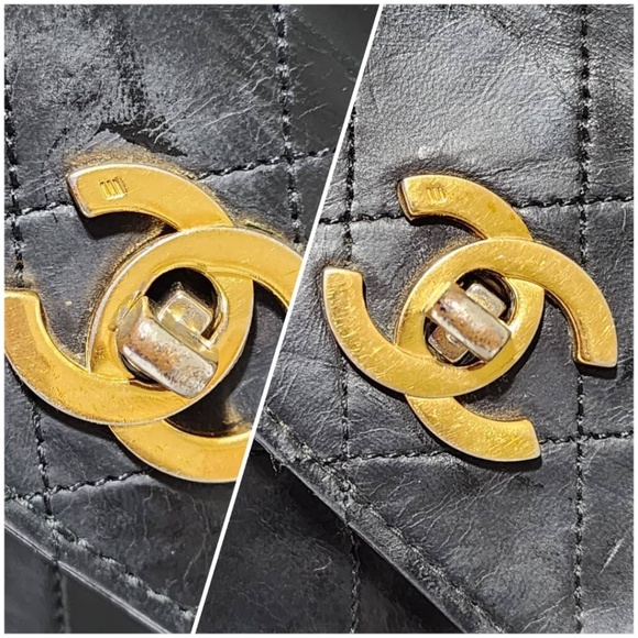 Authentic Chanel Vintage Matelasse Double Turnlock Shoulder Bag Black - Picture 9 of 16